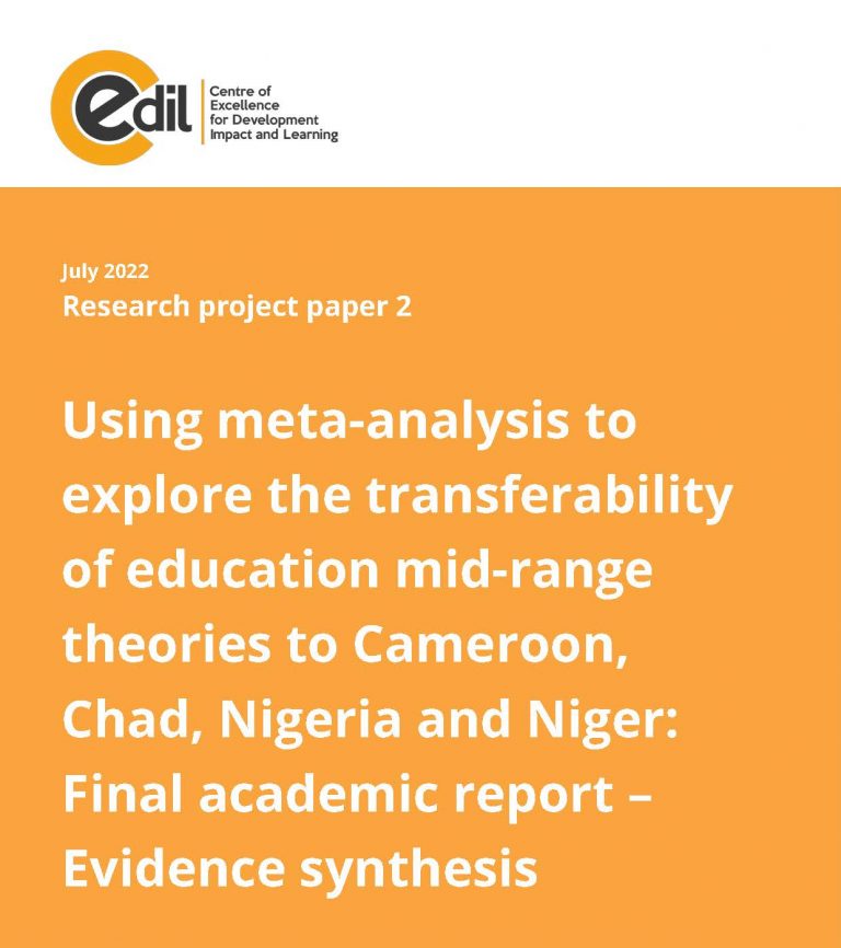 Using meta-analysis to explore the transferability of education mid-range theories to Cameroon, Chad, Nigeria and Niger: Final academic report – Evidence synthesis