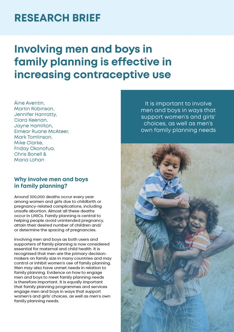 Involving men and boys in family planning is effective in increasing contraceptive use