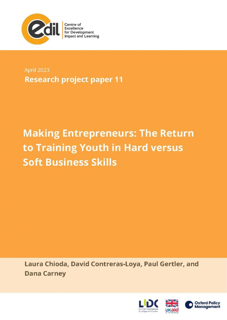 Making Entrepreneurs: The Return to Training Youth in Hard versus Soft Business Skills