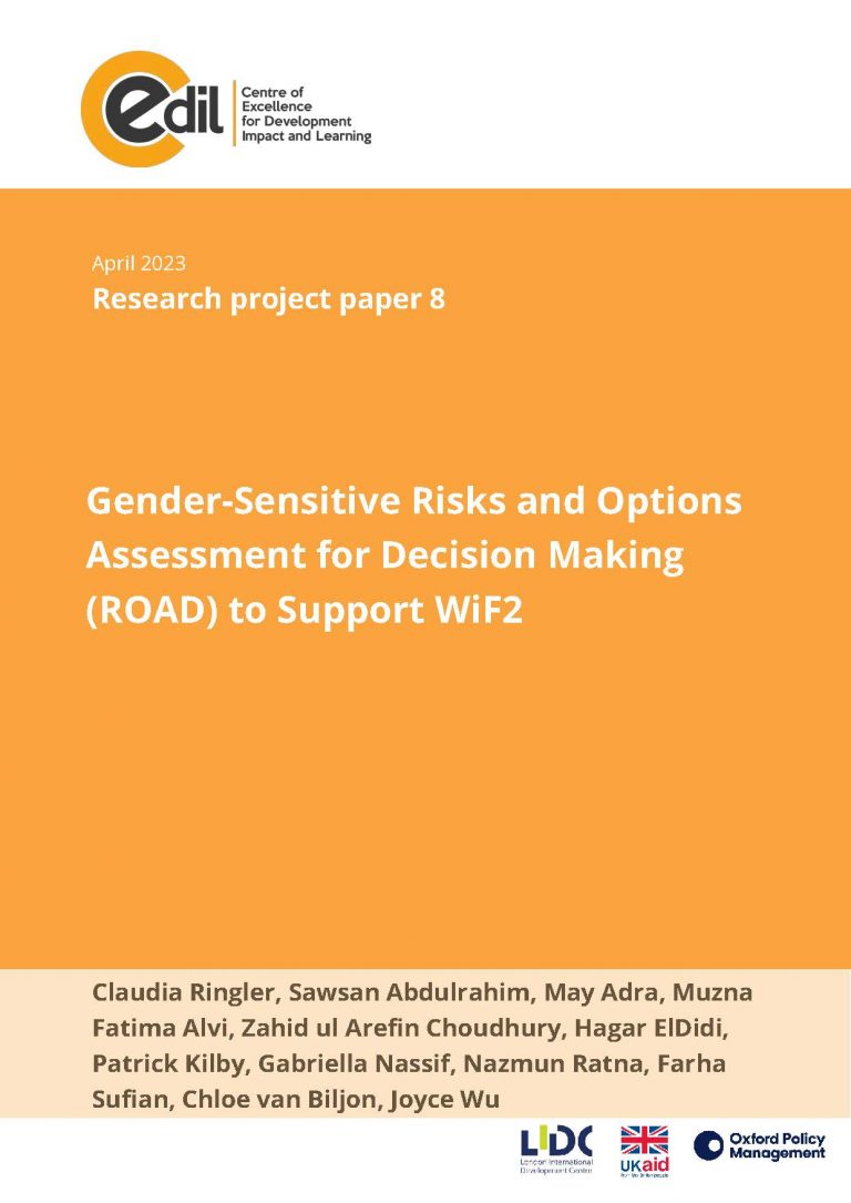 Gender-Sensitive Risks and Options Assessment for Decision Making (ROAD) to Support WiF2