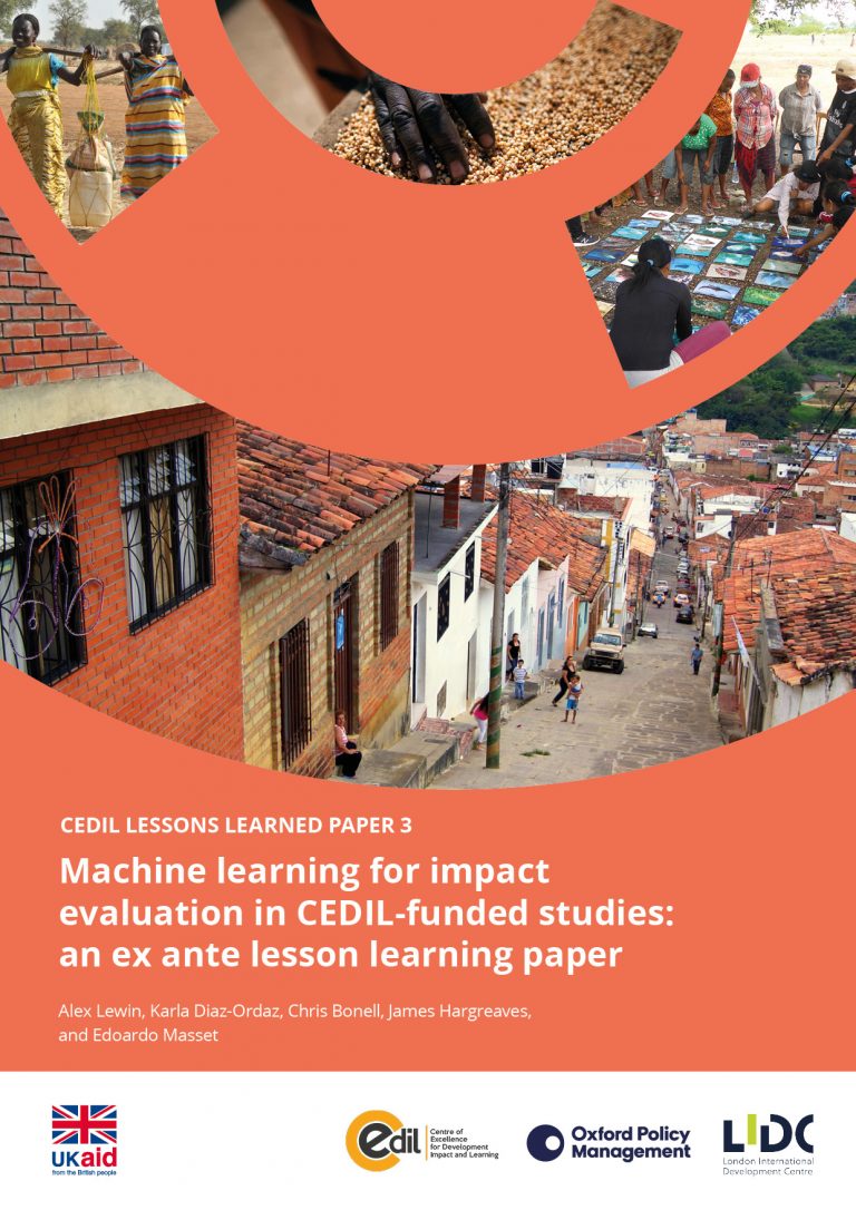 Machine learning for impact evaluation in CEDIL-funded studies: an ex ante lesson learning paper